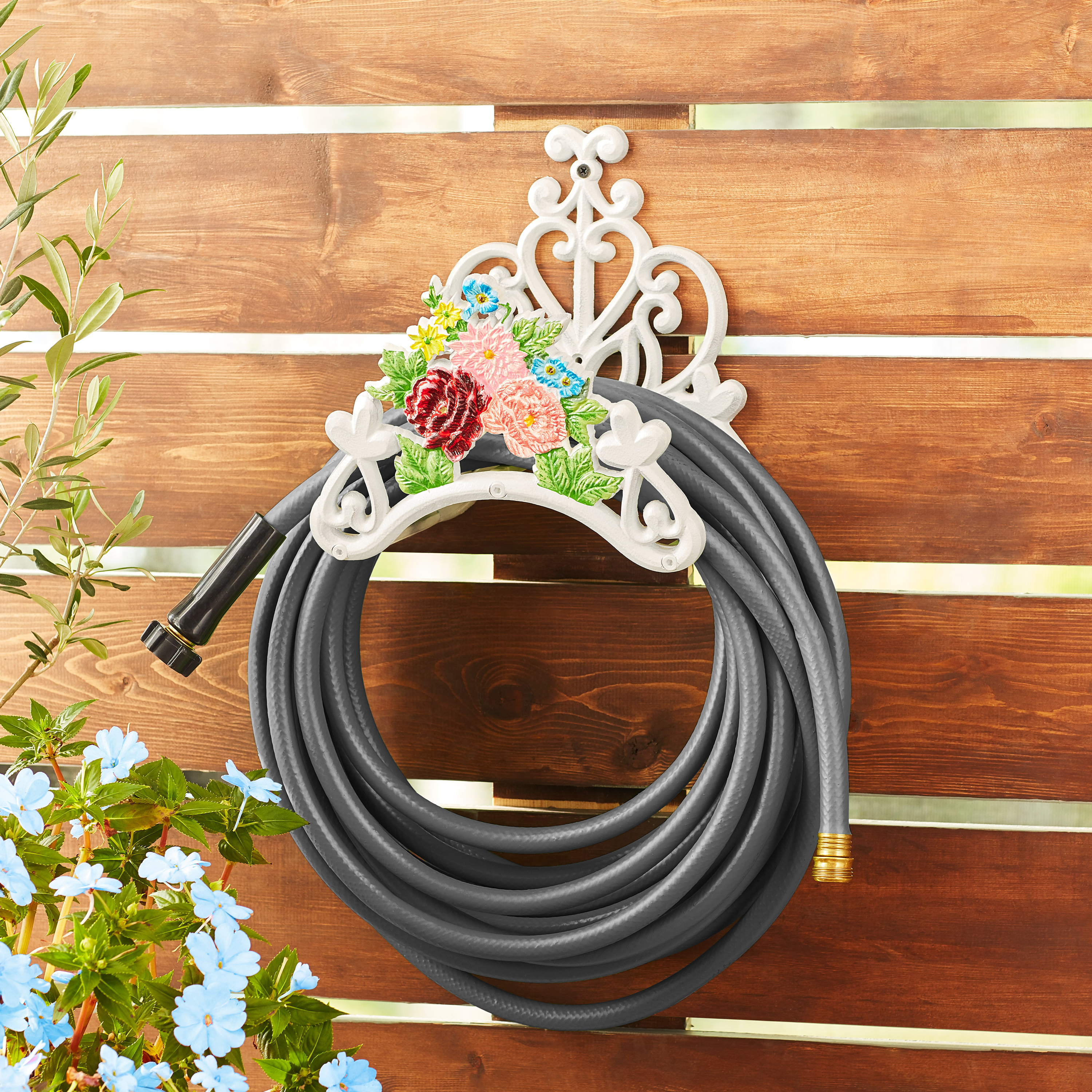 The Pioneer Woman Decorative Metal Floral Hose Hanger, White - image 2 of 7