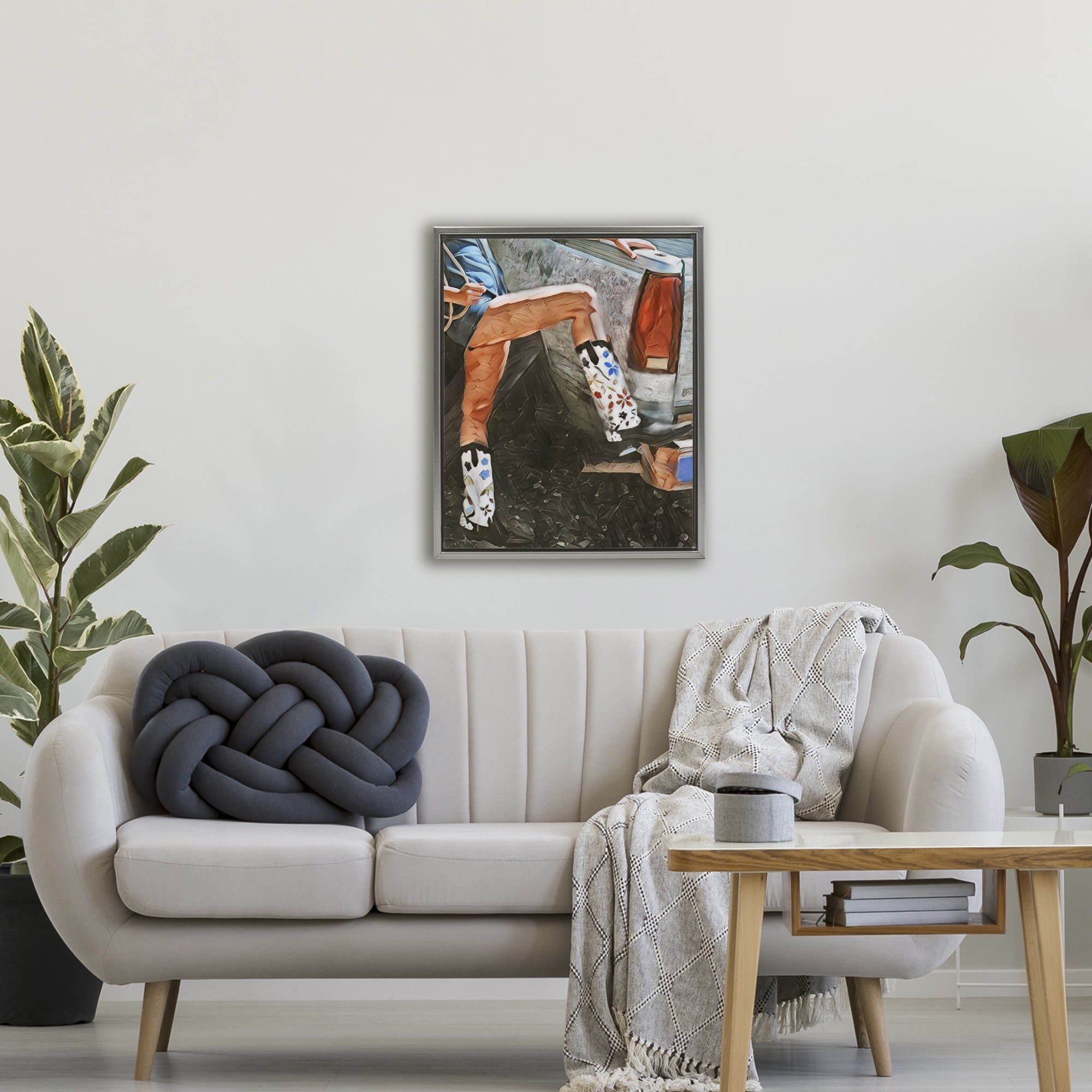 Round Up Cowgirl Boots Gray Framed Floater Canvas Wall Art, design by Jesse Keith