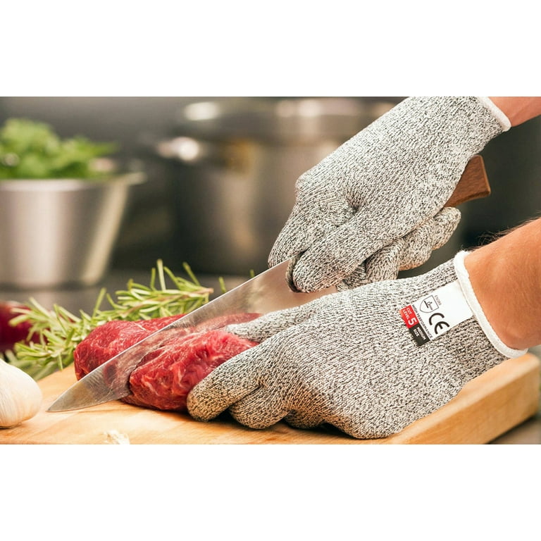 Cut Resistant Gloves Food Grade Level 5 Protection, Safety Kitchen Cuts  Gloves for Oyster Shucking, Fish Fillet Processing, Mandolin Slicing, Meat  Cutting and Wood Carving, 1 Pair (Large) 
