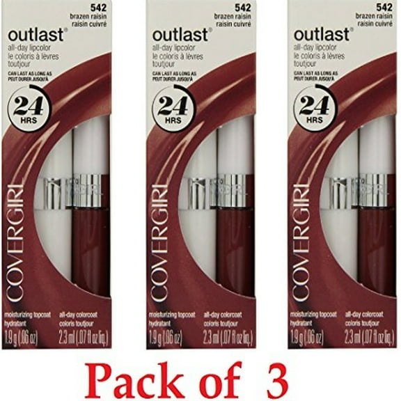 COVERGIRL Outlast Lipcolor Brazen Raisin 542 0.06 Fl Oz (Pack of 3)