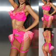 thumbnail image 3 of Gibobby Conjunto de lencería de encaje Conjunto de Lencería Erótica Ropa Interior Sexy para Mujer, Camisón de Una Pieza con Tanga, Ropa de Dormir para Mujer(Rosa caliente, M), 3 of 5