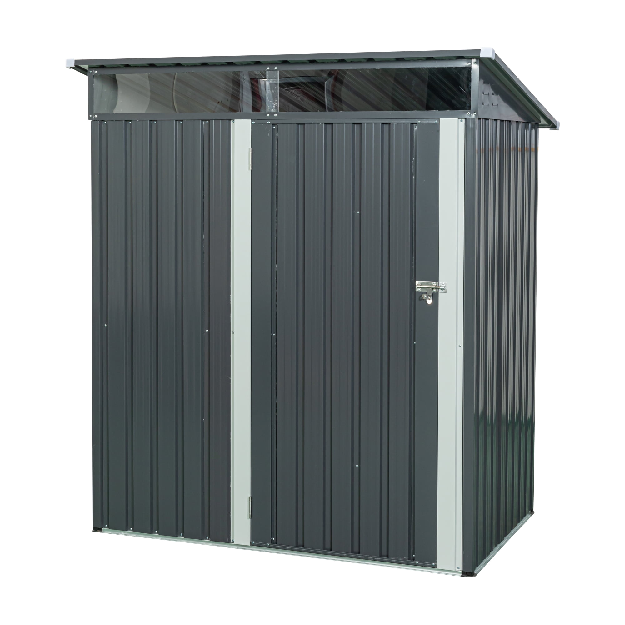 EXRACING Shed 5*3 ft Outdoor Metal Storage Shed with Single Door Steel Garden Shed Single Slope Roof,Gray