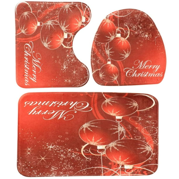 Tapete de tocador de Navidad perfecl Decoración suave E inodoro rojo