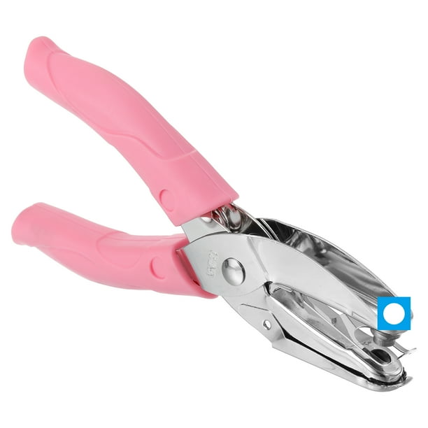 Uxcell 1/4" Perforadora de un solo agujero, perforadora manual con agarre suave, perforadora de papel metálica en color rosa