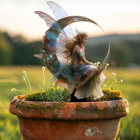 LAMIRO Garden Decor for Outside Flower Fairy Garden Decor,Garden Fairy Statues Outdoor,Powered Outdoor Fairy Figurine Accessories,Patio Lawn Yard Porch,Ornaments for Outside Gifts