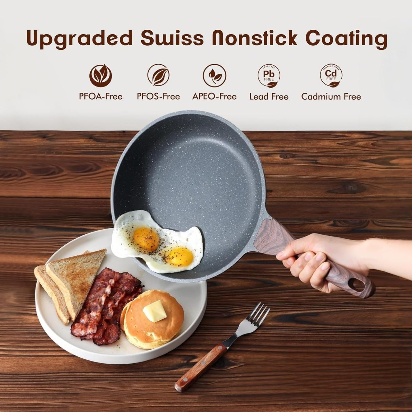 Ongmies Frying Pan, Non Stick Frying Pans, Home Multi Functional Non Stick Pan: Perfect for Steaks Pancakes and Breakfast Compatible with Induction Cookers and Stoves