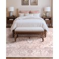 thumbnail image 3 of SUSIELADY 6'x9' Area Rug, Washable, Non-Slip, Vintage Floral Distress Print Medallion Carpet for Living Room, Bedroom, Dining Room – Pink Greypink Cute, 3 of 9