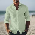 thumbnail image 2 of Qwertyu Men's Long Sleeve Button Down Shirts Cotton Linen Shirts Beach Casual Dress Shirts Mint Green XL, 2 of 6