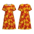 thumbnail image 5 of Defioc Vintage maple leaves autumn Pattern Womens Summer Dresses Short Sleeve Sundress 2025 Beach Vacation Dresses with Pockets -Small, 5 of 6