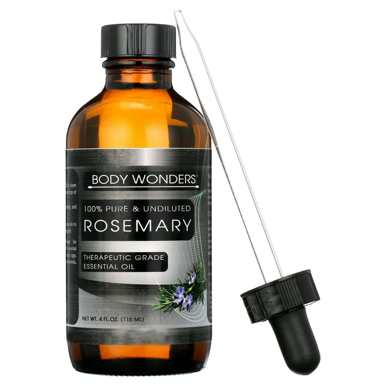 Body Wonders 100% Pure Rosemary Essential Oil - 4 fl oz, Therapeutic Grade Oil - Ideal for Aromatherapy
