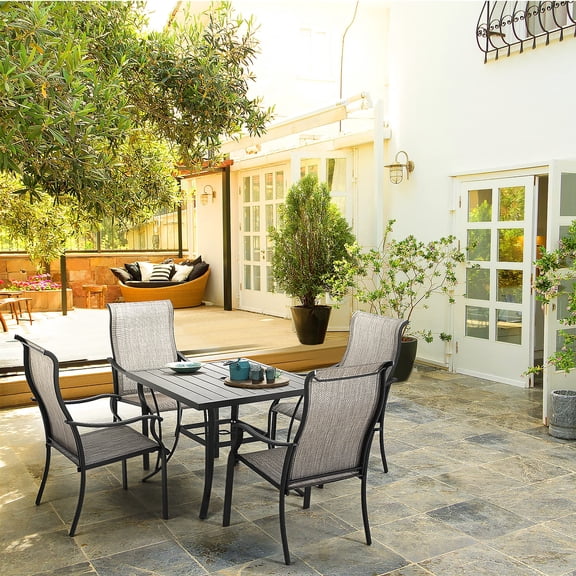 HAPPATIO Gray 5-Piece Metal Patio Outdoor Dining Set