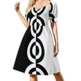 thumbnail image 2 of Vestido retro de los años sesenta con círculos en contraste de manga corta, vestido de mujer, vestido para mujer, vestido de fiesta., 2 of 7