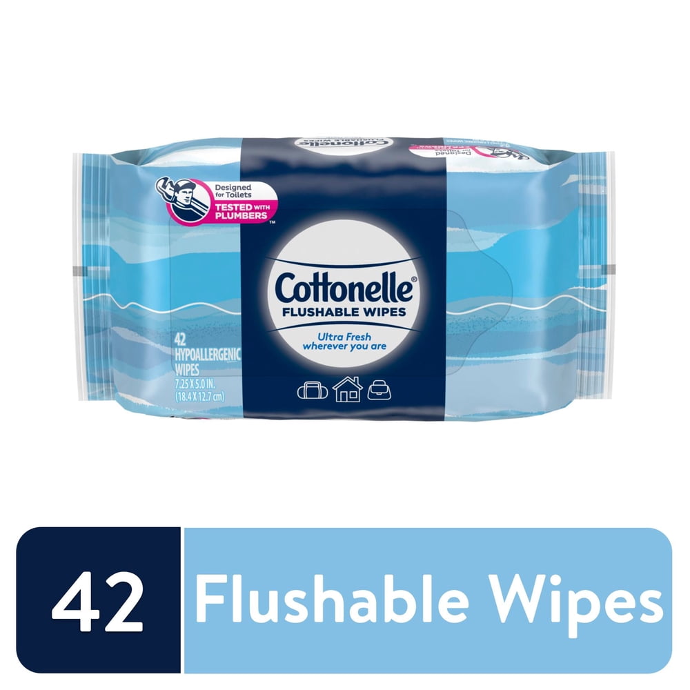 Cottonelle Flushable Wipes, 1 Resealable Pack, 42 Wipes