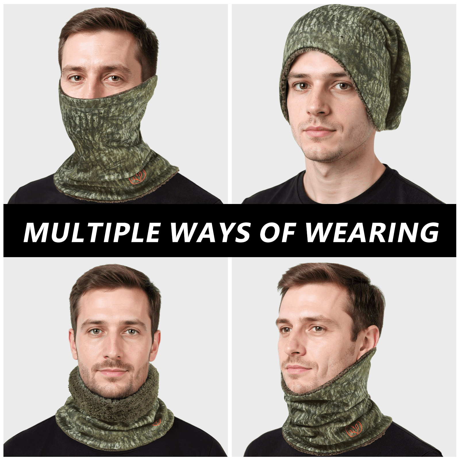 BASSDASH Unisex Winter Neck Gaiter Warmer Insulated Fleece Hunting Face Mask Water Resistant for Fishing Hiking Skiing