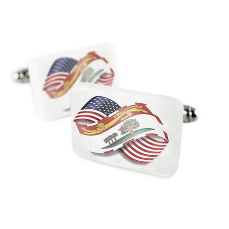 Cufflinks Infinity Flags USA and Prince Edward Island region Canada Porcelain Ceramic NEONBLOND