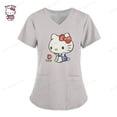 thumbnail image 3 of Uniformes médicos de Hello Kitty para mujer, camisetas de enfermera con estampado de dibujos animados de Hello Kitty, uniforme de novio para mascotas, ropa de cuidado de manga corta, 3 of 5