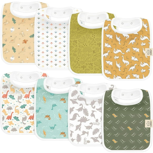 Food Bib KeaBabies, paquete de 8 unidades, algodón orgánico, 20 x 21 cm