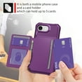 thumbnail image 2 of Allytechgroup Rugged Case for iPhone 16e Support Magnetic Car Mount, Premium PU Leather Flip Card Cash Holder Pocket Shockproof Anti-Fall Back Case for iPhone 16e, Purple, 2 of 5