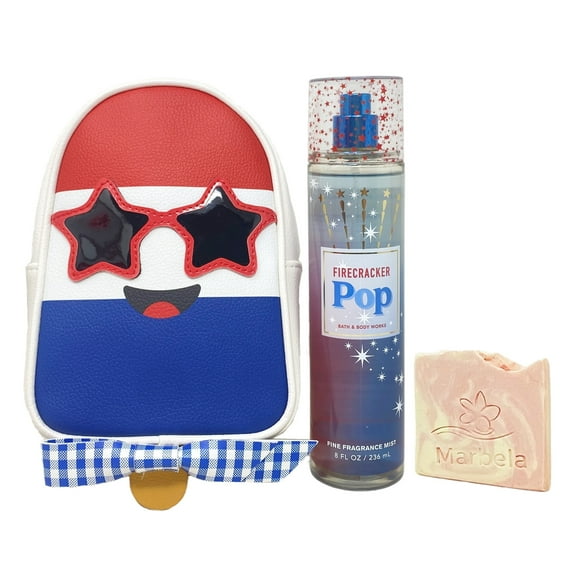 Bath & Body Works Firecracker Pop Fragrance Mist and Mini Backpack Gift Set with a Himalayan Salts Springs Sample Soap