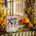 thumbnail image 5 of Welcome Fall White Pumpkin Garden Flag Double Sided, Autumn Pink Bow Polka Dots Decorative Yard Outdoor Home Small Decor, Thanksgiving Burlap Farmhouse Outside House Decoration 12.5 x 18, 5 of 6