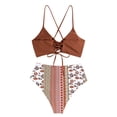 thumbnail image 3 of Bikini ZAFUL Twist de cintura alta con cordones cruzados naranja para mujer, 3 of 5