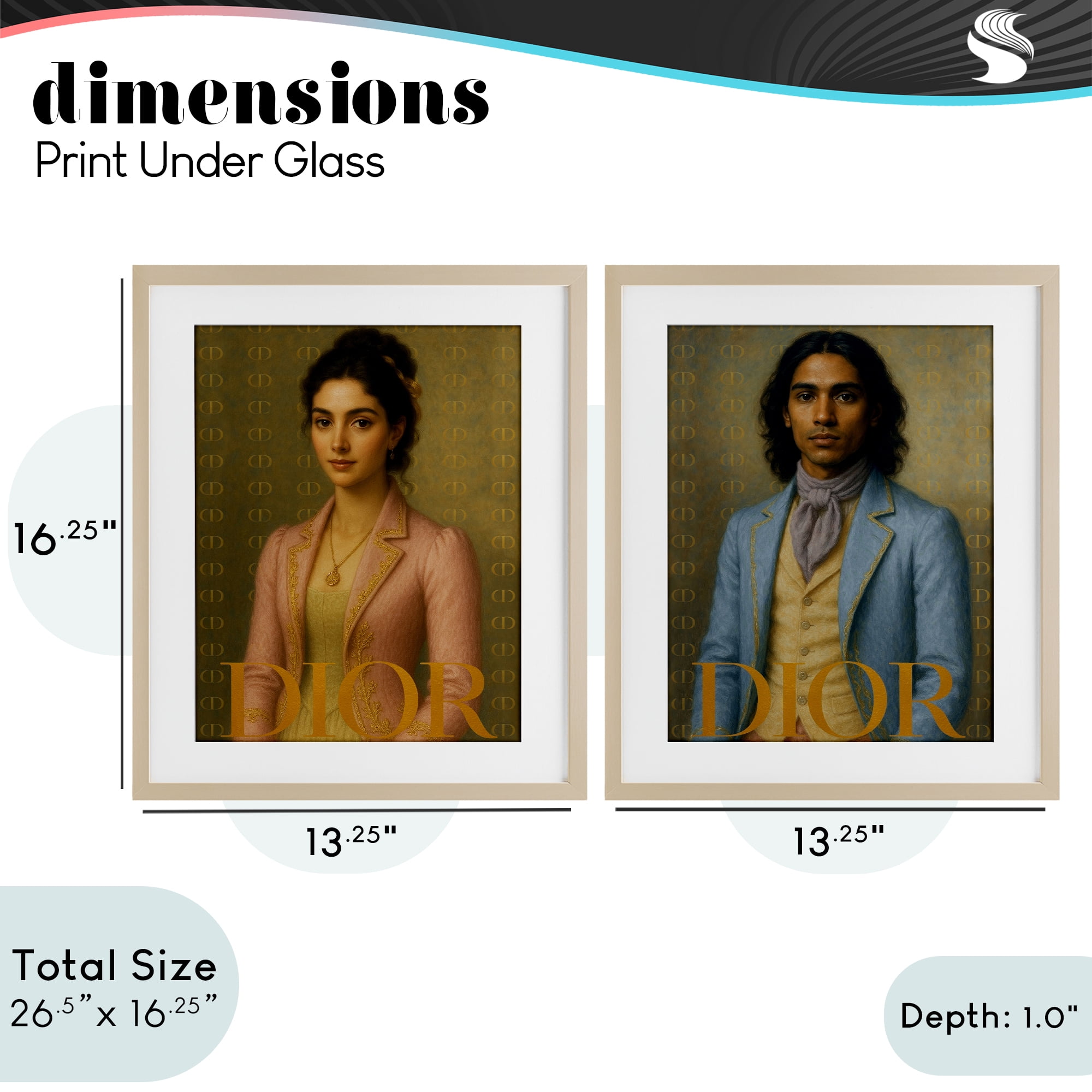 Stupell Industries Iconic Vintage Fashion Models 2 Piece Birch Framed Print Under Glass Set, design by Grotto Studios