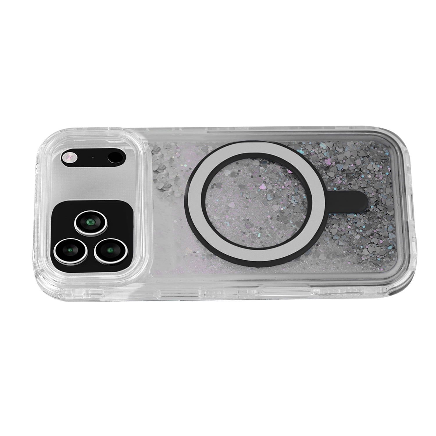 Wireless Charging Protective Glitter Liquid Bumper Case for iPhone 17 Pro Max - Black