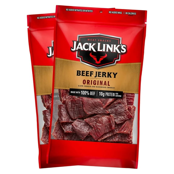 Beef Jerky, Original – Great Everyday Snack, 10g of Protein and 80 Calories, Made with 100% Beef – 96% Fat Free, No Added MSG** – 9 Oz. (Pack of 2)