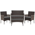thumbnail image 2 of Vineego 4 4PCS Patio Furniture Set Outdoor Conversation Rattan Chairs with Cushion and Loveseat Glass Table for Garden Backyard Porch, Brown/ Gray, 2 of 7