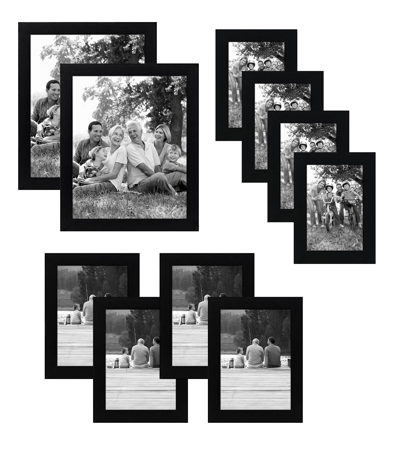Americanflat Picture Frame 8 x 10  Black Wood Easel Stand  Wall Tabletop 2 Pack 