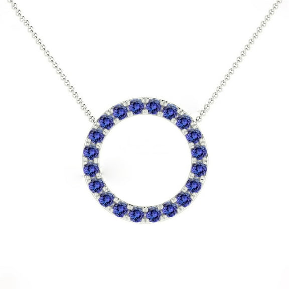 2.00 Carat Brilliant Round Cut Tanzanite Gemstone Beautiful Round Ring Style Pendant for her Solid 14K White Gold With 18 inches Chain