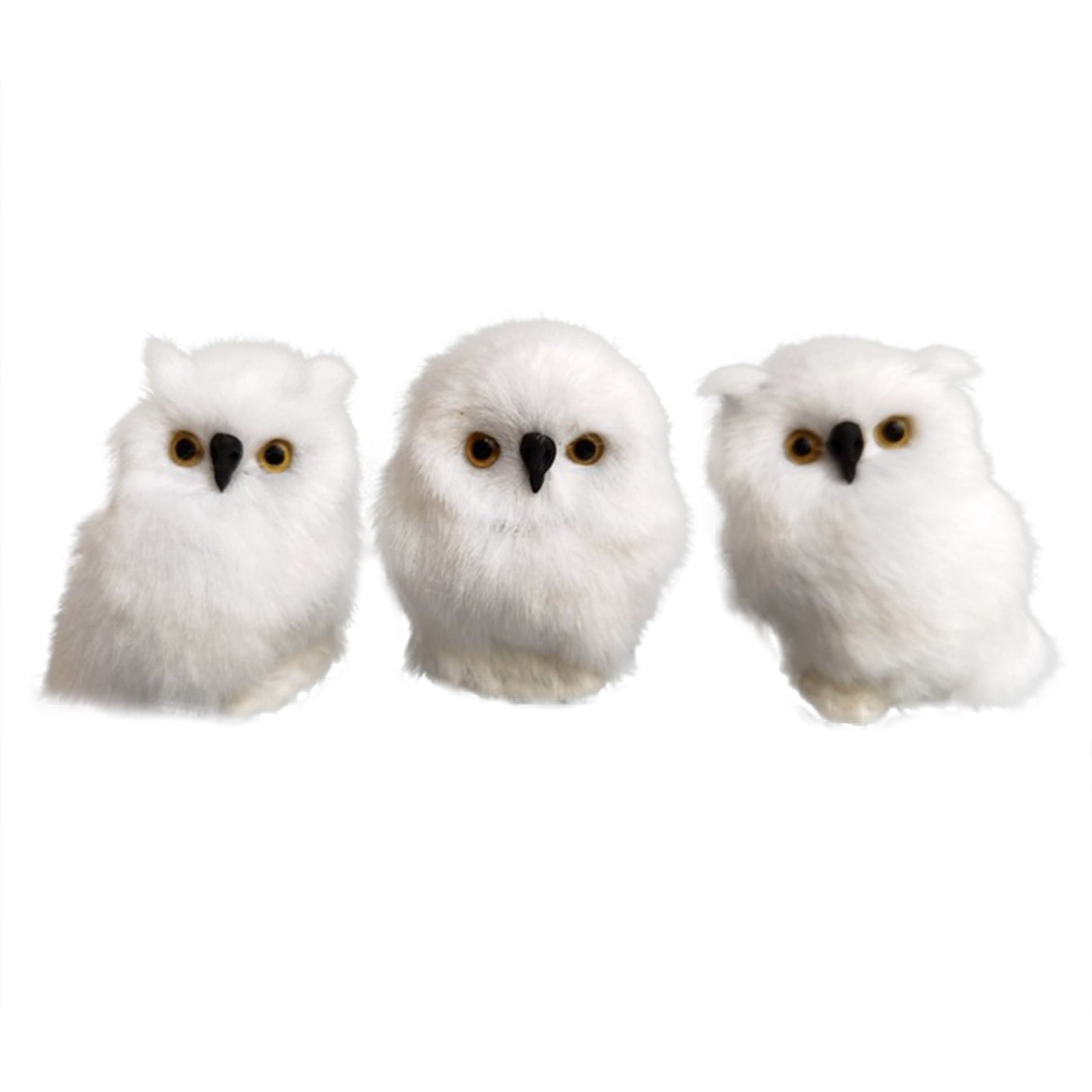 3Pcs Simulation Owl Animal Home Decoration Simulation Artificial Owl White 