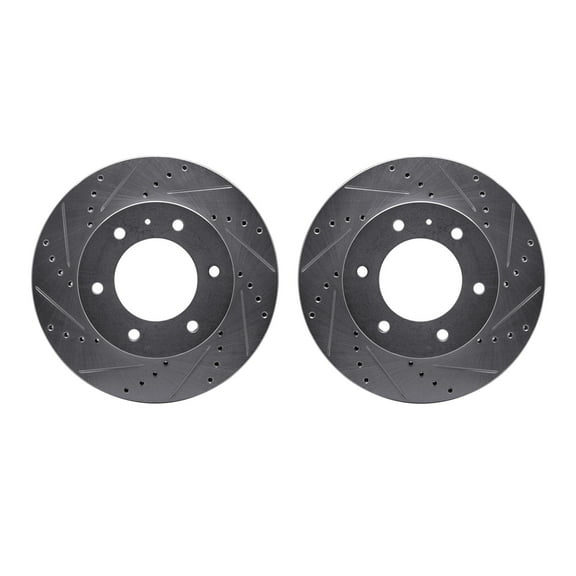 Dynamic Friction Company Front Brake Rotors-Drilled and Slotted-Silver 7002-92028