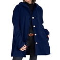 thumbnail image 1 of Chaqueta Informal de Holgada con Capucha y Larga para Mujer, Otoño e Invierno Azul Marino XL, 1 of 6
