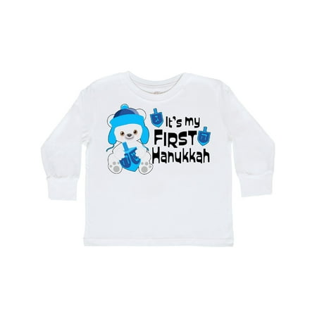 

Inktastic It s My 1st Hanukkah Cute Bear with Dreidel Gift Toddler Boy or Toddler Girl Long Sleeve T-Shirt