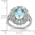 thumbnail image 2 of 925 Sterling Silver Rhodium Diamond and Checker-Cut Light Swiss Blue Topaz Ring Size 7, 2 of 6