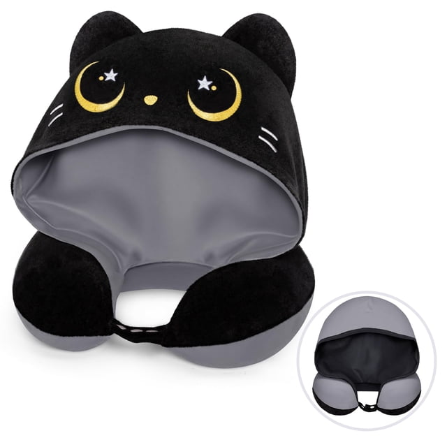 Almohada cervical de viaje Mewaii con capucha de espuma viscoelástica para adultos