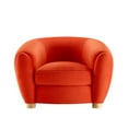 thumbnail image 6 of Armchair Accent Chair, Velvet, Orange, Modern Contemporary Urban Design, Living Lounge Room Hotel Lobby Hospitality, 6 of 7