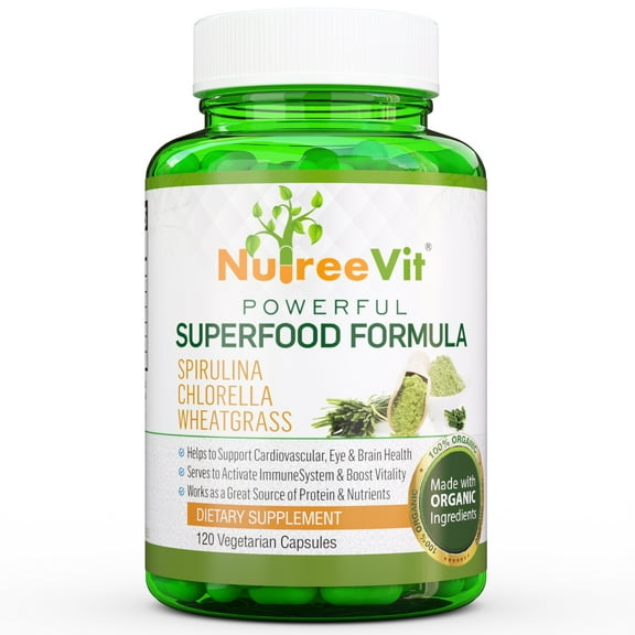 PURE ORGANIC SPIRULINA CHLORELLA WHEATGRASS EXTRACT CAPSULES (500mg)