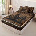 thumbnail image 2 of Erosebridal Woodland Deer Silhouette Zipper Twin Comforter Sets with Fitted Sheet and 2 Pillowcases,Pine Tree Print Zipper Bedding Set,Brown Orange,Black Reversible, 2 of 6