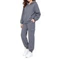 thumbnail image 7 of BRGZLK Kids 2 Piece Tracksuit Set 2026 Long Sleeve Solid Color Zip Up Hooded Sweatshirt and Elastic Waist Sweatpants Fleece Comfort Casual Sportswear Kids Fall Winter Clothes Dark Gray 3-4 Years, 7 of 7