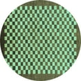 thumbnail image 1 of Ahgly Company Indoor Round Checkered Turquoise Blue Modern Area Rugs, 3' Round, 1 of 4