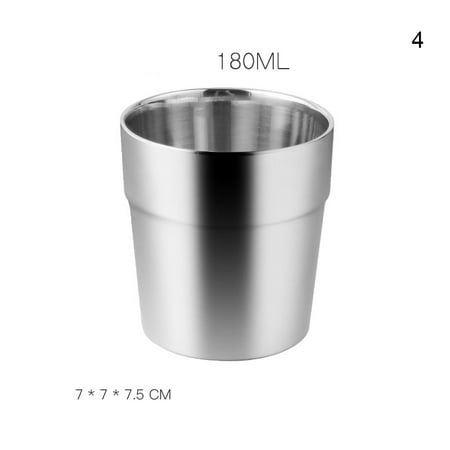 

Pinshui Stainless Steel Cup 6.3/10.6oz Dual Layers Plain Metal Mug Cup Shatterproof Pint Tumblers for Cold Drinks 180/300ml New