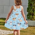 thumbnail image 6 of Girls Clothes under $5.00 Sleeveless Round Neck Print Buttons Summer Casual with Pockets Dress 2-12 Year Sky Blue 3 Years, 6 of 6
