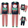 thumbnail image 1 of KOMOO Matching Family Christmas Pajamas Set Letter Print Long-sleeved Round Neck Tops Striped Pants Sleepwear, 1 of 6