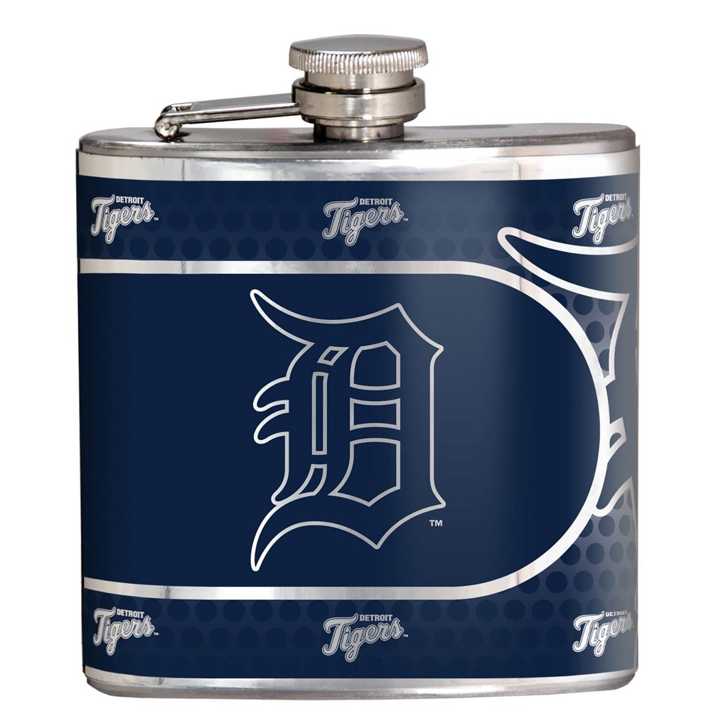 Detroit Tigers 6oz. Stainless Steel Hip Flask Silver