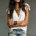 thumbnail image 5 of Endives Womens Linen Tank Top Summer Tie Shoulder Strap V Neck Blouses Summer Trendy Work Shirt Sleeveless Top for Women Cotton Linen Shirt For Women White M, 5 of 6