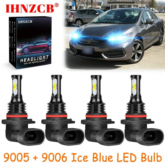 IHNZCB 9005 9006 for Honda Civic Coupe 2dr 2006-2011 Ice Blue Led Headlights Bulb High Low Beam,HKL,Y32