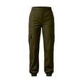 thumbnail image 4 of Ghalytn Women's Elastic Waist Cargo Jogger Pants - Multi-Pocket Tapered Ankle Cuff Casual Outdoor Bottoms, 4 of 7