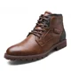 thumbnail image 5 of Botas de tobillo de cuero Retro para Hombre, Zapatos altos, zapatos informales de trabajo al aire libre para invierno, Botas de moto Punk para Hombre, Botas de talla grande para Hombre, 5 of 5